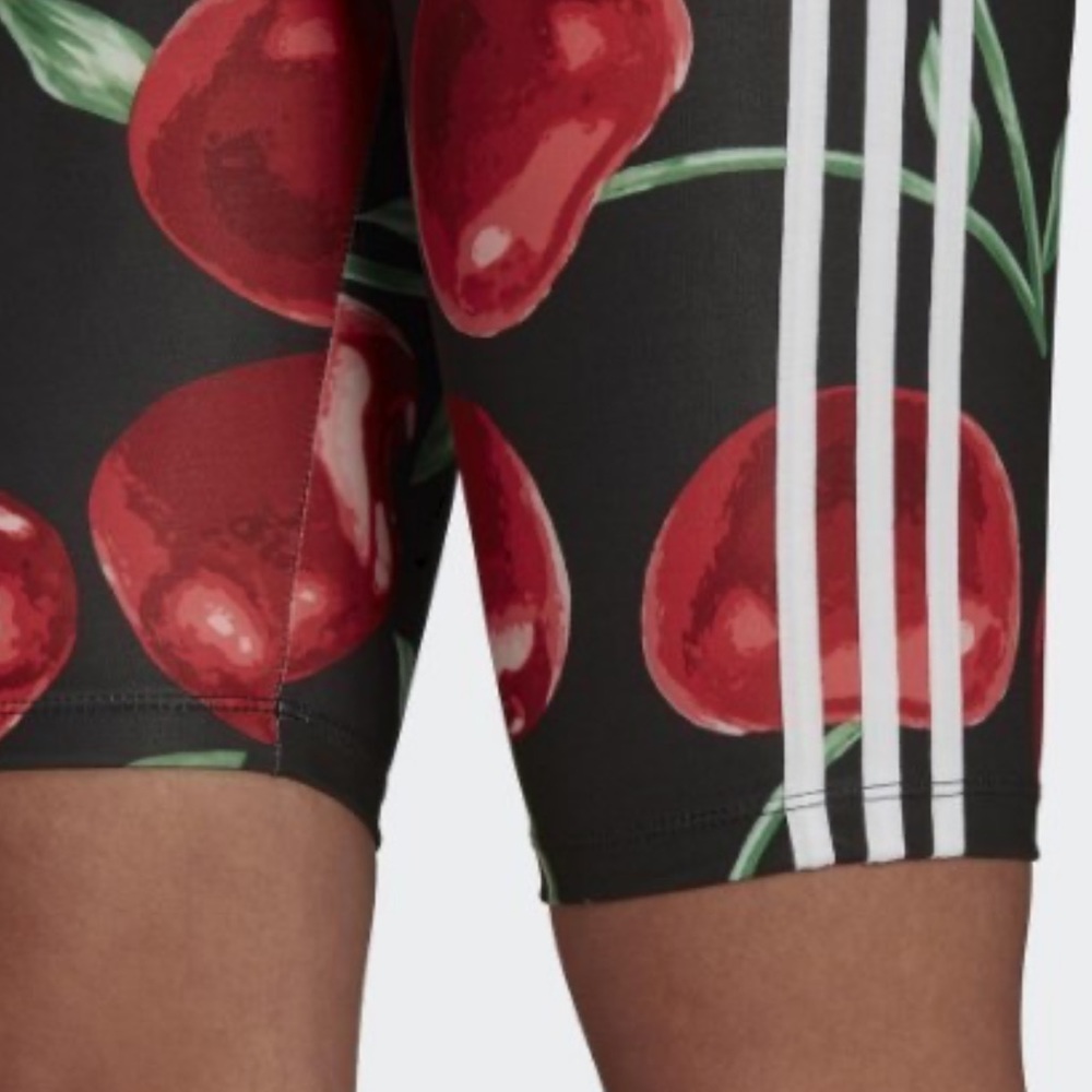adidas Women’s Cherry Print Bike Shorts - Black/Red - Picture 5 of 6
